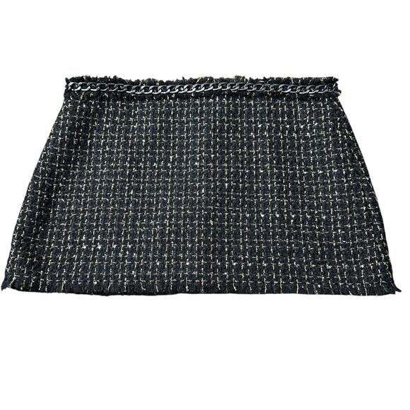 $295 ALICE+OLIVIA CHAIN TRIM MINI SKIRT BLACK AND GOLD AND SEQUINS SZ 14 - Picture 2 of 8